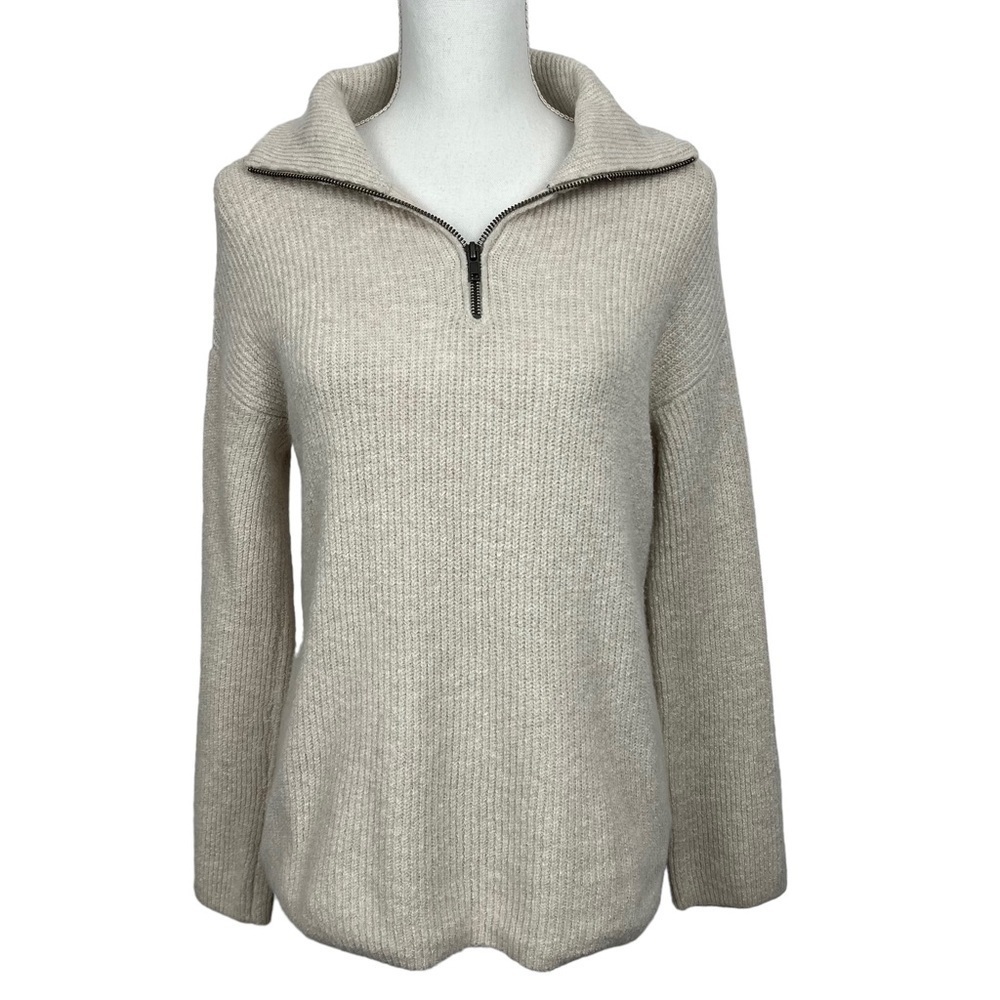 MAURICES Women’s Pullover 1/4 Zip Sweater Sz Small Ivory Color Stretch LS